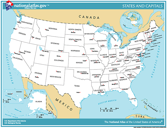 map of usa with states and cities. 50 states and capitals list